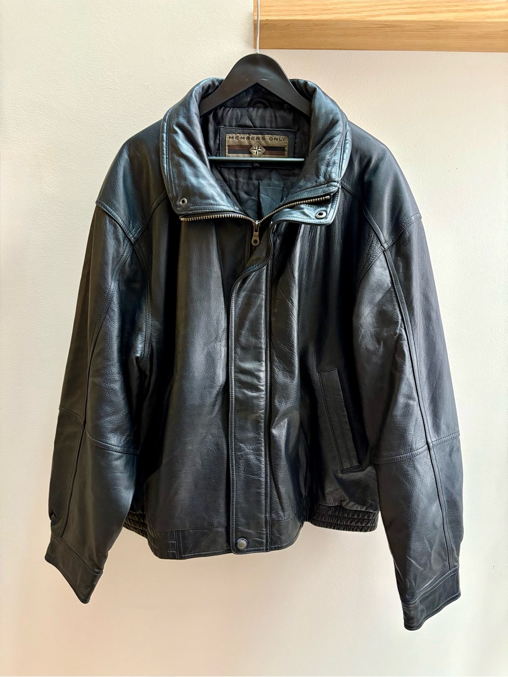 Members Only VTG 80/90s black boxy oversized leather jacket XL/2XL